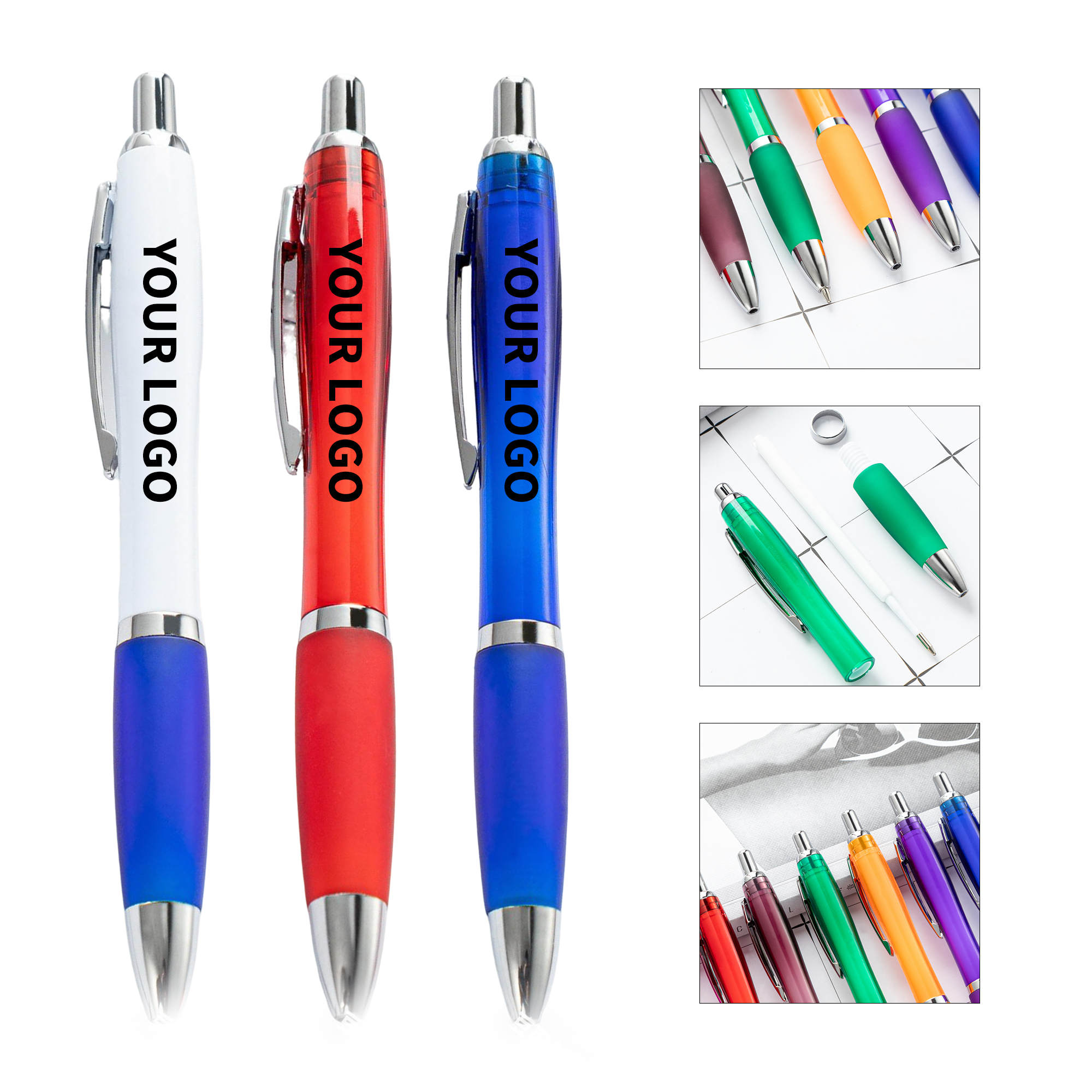 Retractable Ballpoint Pen Translucent Barrel Design 3