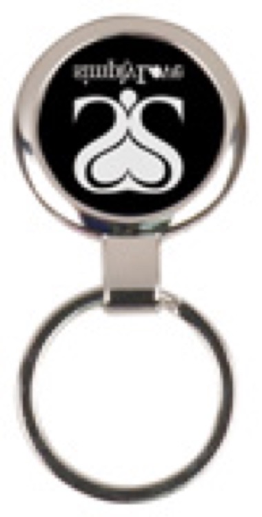 2 1/2" Black Round Keychain 2