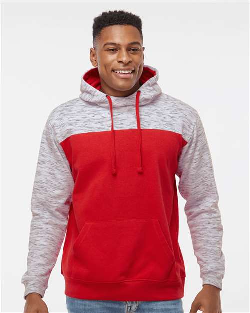 Men's Mélange Fleece Colorblocked Hooded Sweatshirt - 8676, custom hoodie or sweatshirt with logo imprint 8