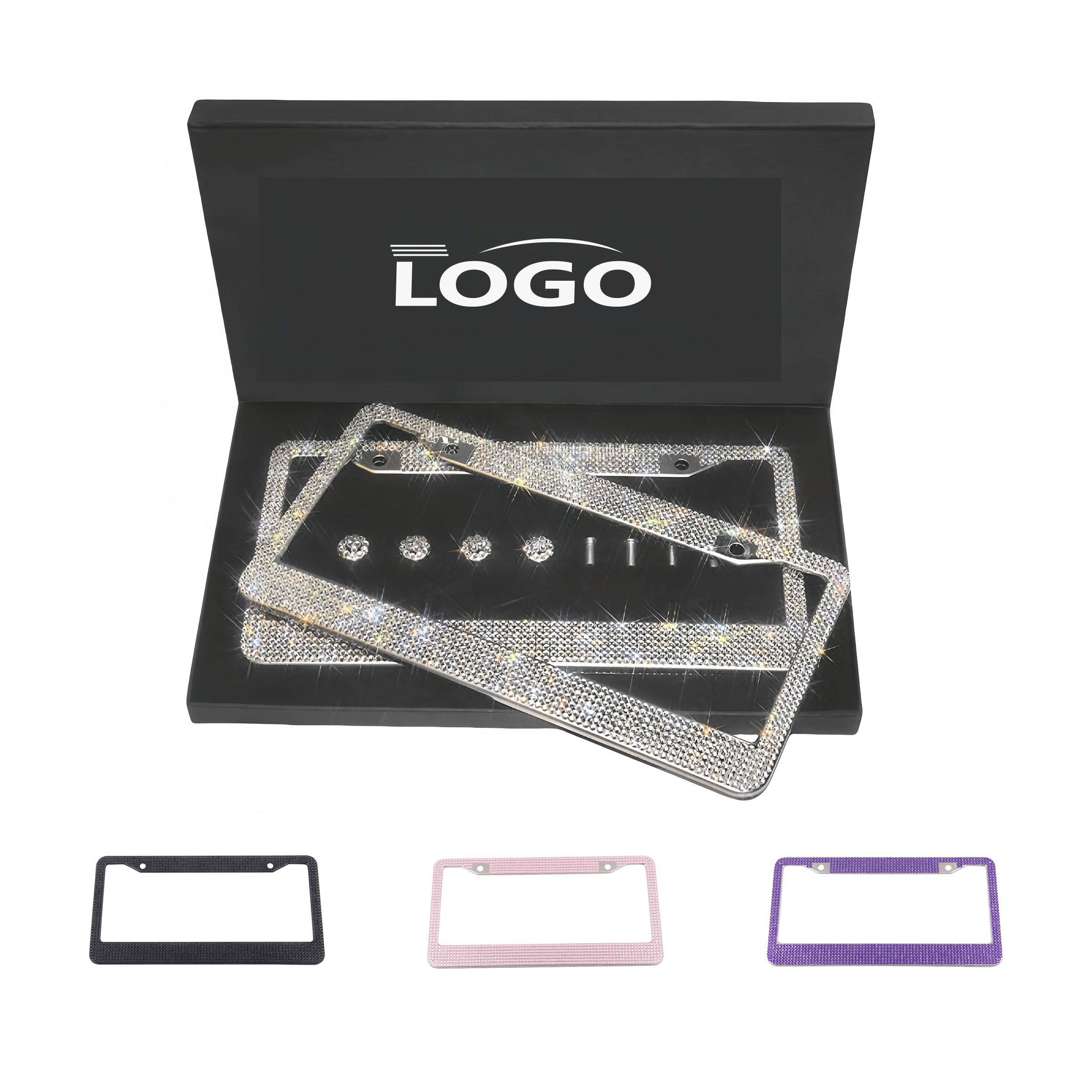 Rhinestone-Decorated License Plate Frame in Gift Box 1