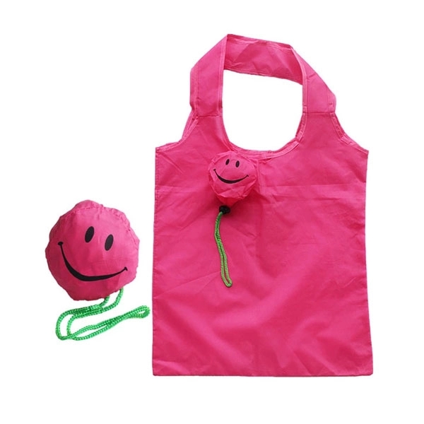 Smile Face Foldable Shopping Tote Bag, custom tote bag with logo imprint 4