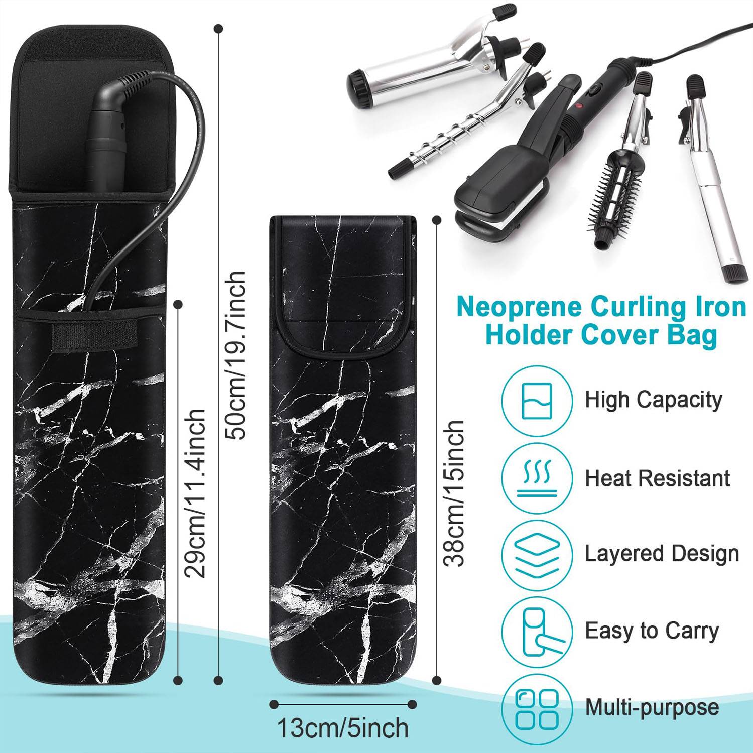 Heat-Resistant Neoprene Curling Iron Case for Travel 13