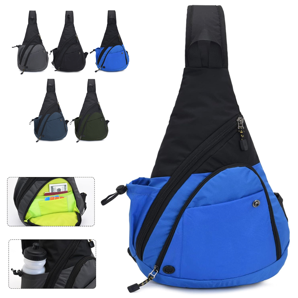 Versatile Sling Chest Bag W/ Water Bottle Pouch 2