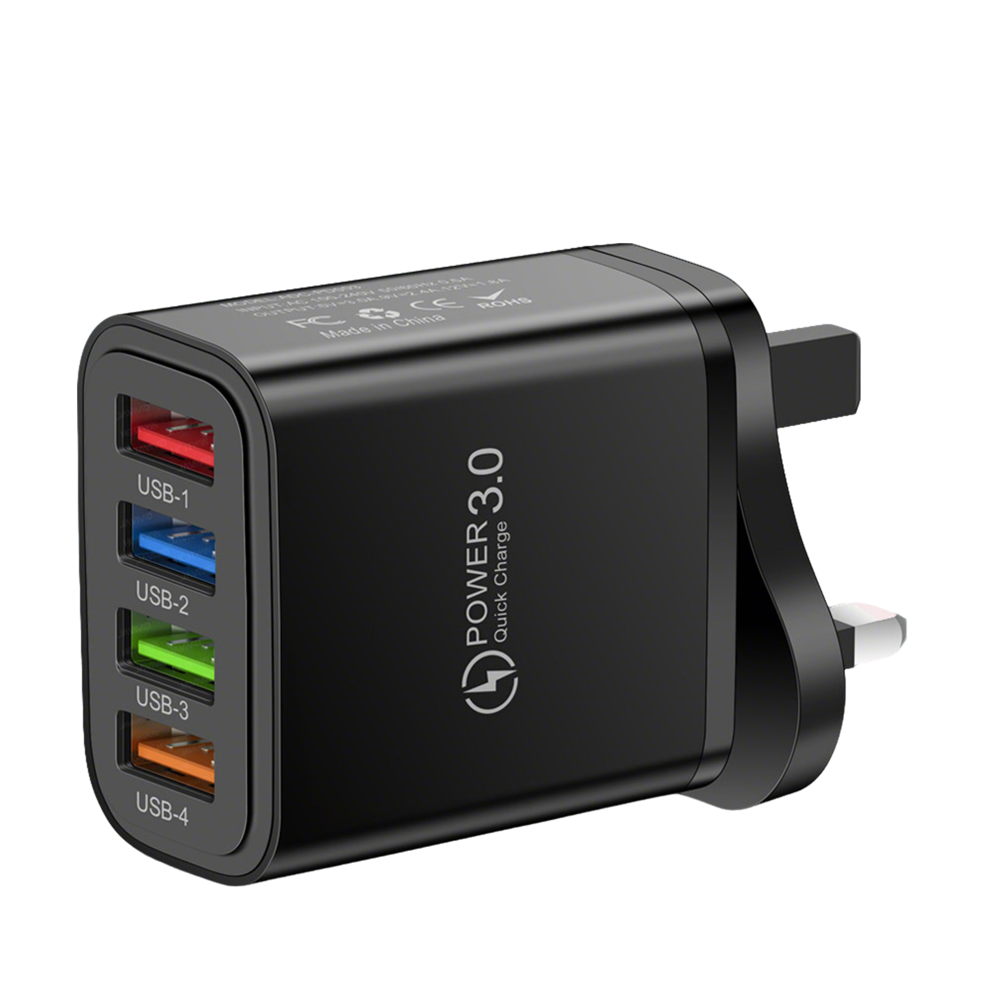 Universal USB Charging Block 4 Port 2.56" x 1.77" x 1.1" 7