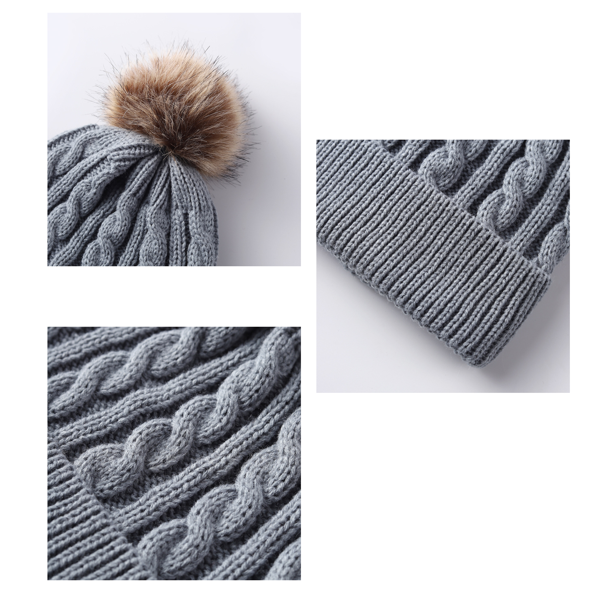 MOQ 10 Acrylic Winter Knitted Beanie Hat Scarf Glove Set 5