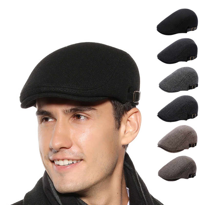 Men Woolen Beret Flat Ivy Cap Painter Newsboy Hat 2