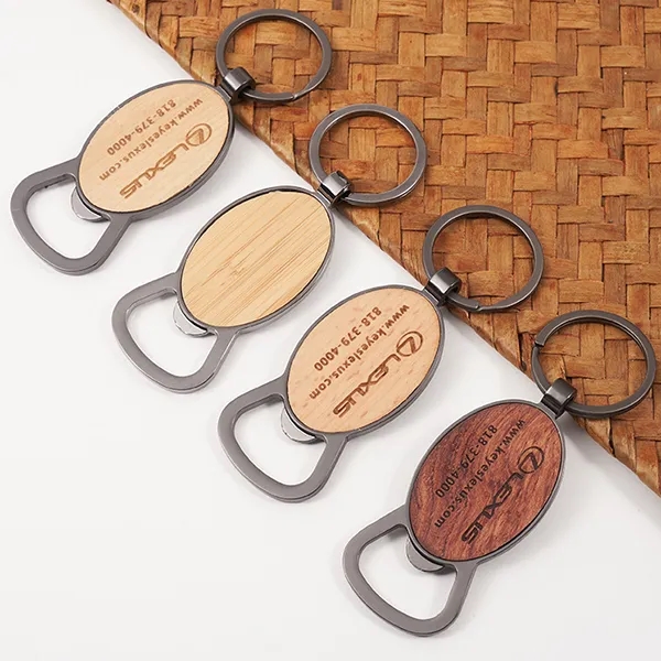 Oval Wooden Bottle Opener Keychain 3