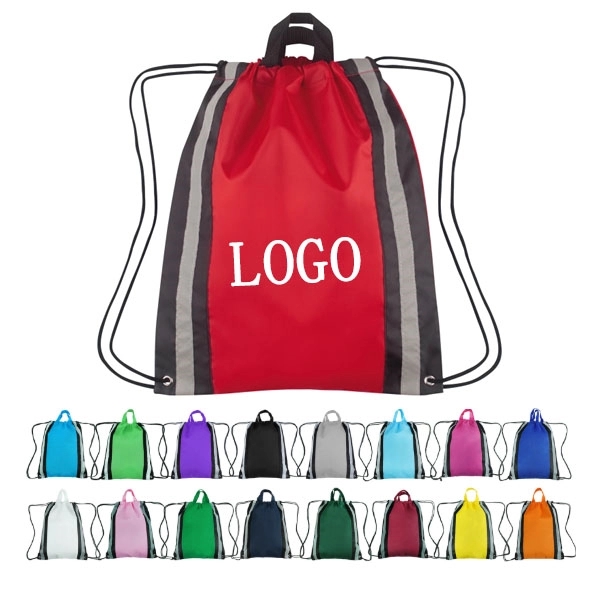 Large Non-Woven Reflective Drawstring Backpack - 20 " x 16 " 4