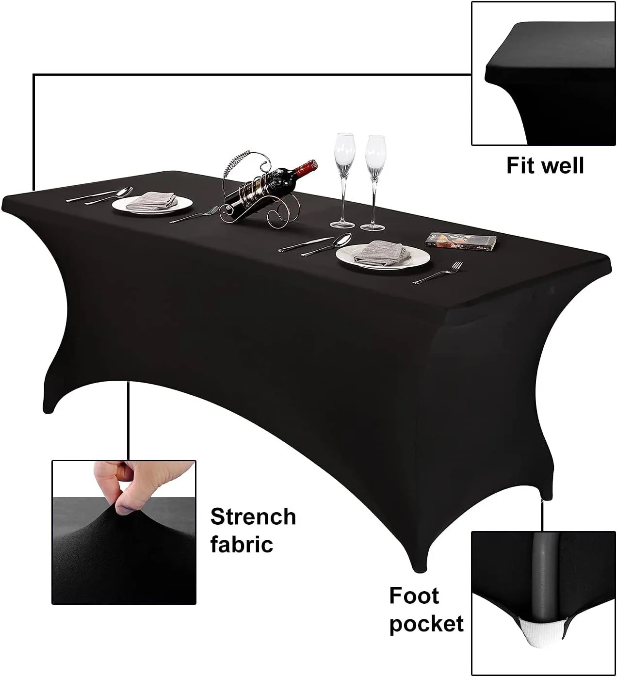 6-Foot Rectangular Stretch Spandex Table 7