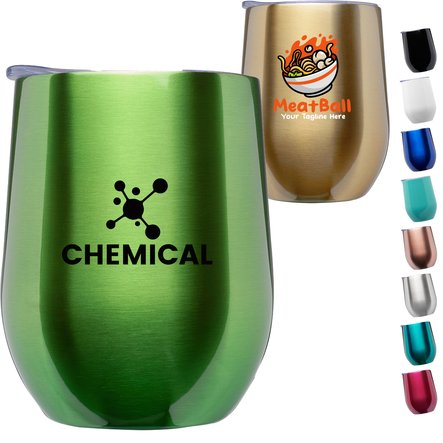 11 oz. Double Wall Largo Stemless Glass W/ Lid 1
