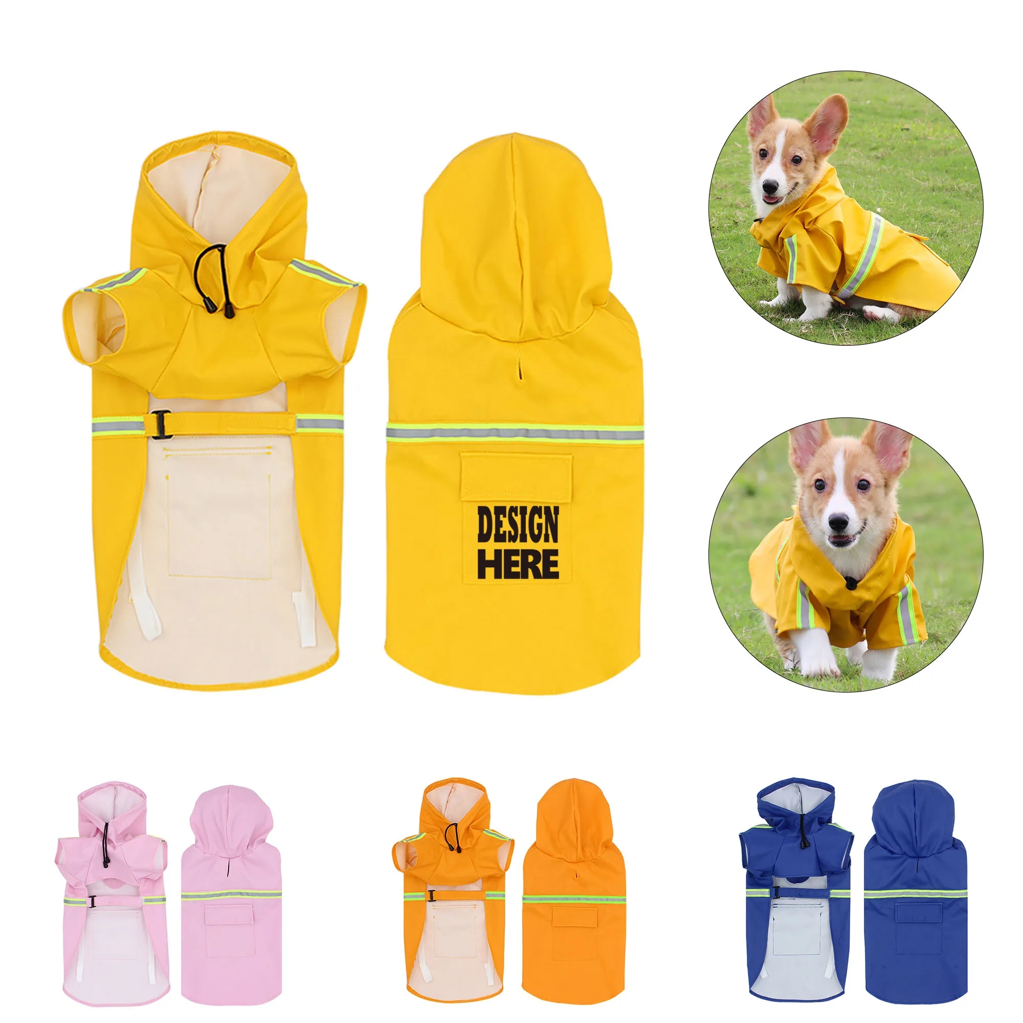 Trendy Waterproof Dog Raincoat With Hood