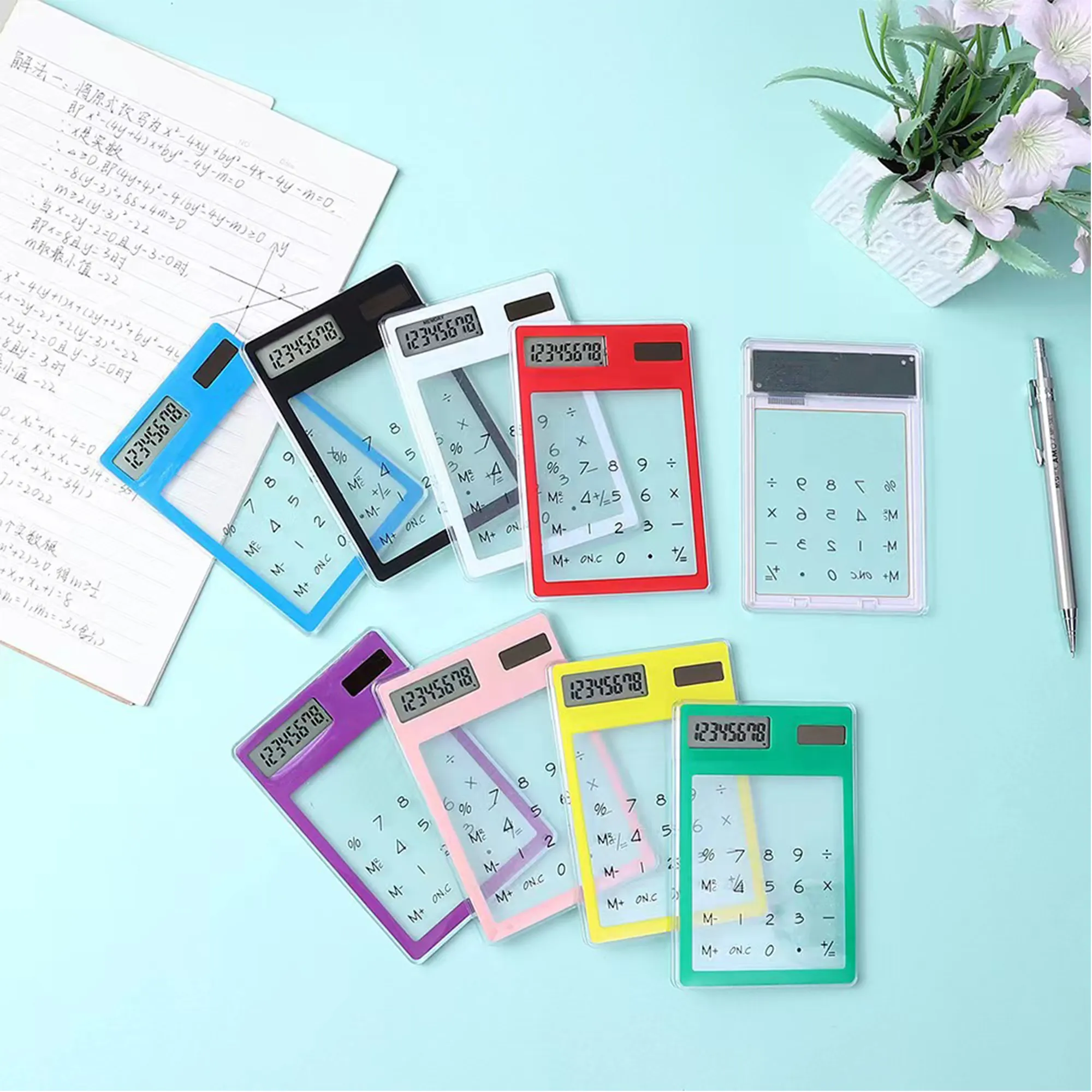 MOQ 50 Solar Colorful Transparent Calculator 4