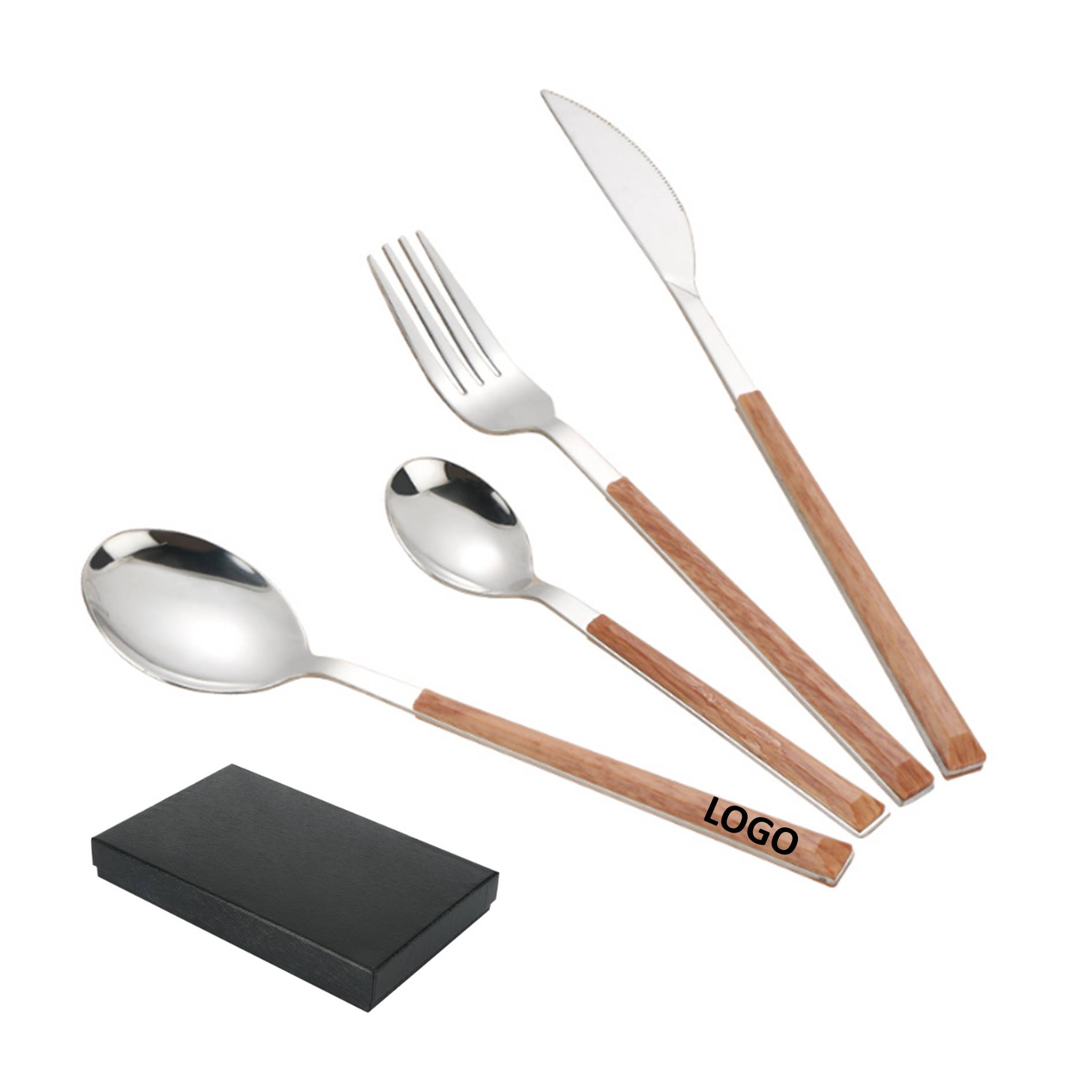 4 Piece Wooden Handle Cutlery Set 2