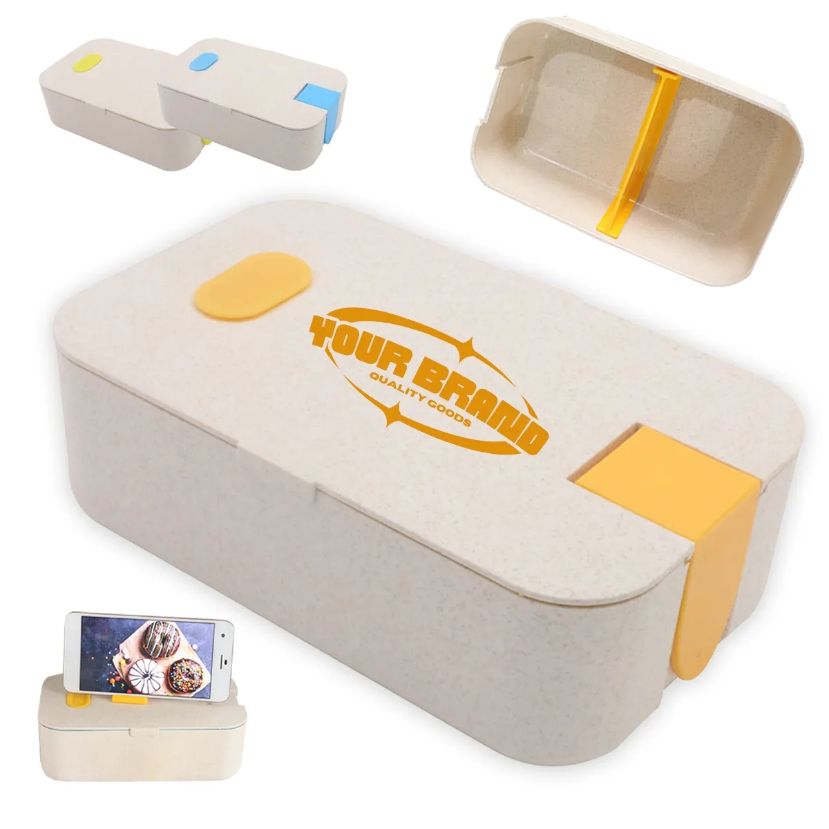 Wheat Straw Lunch Set With Phone Holder 3