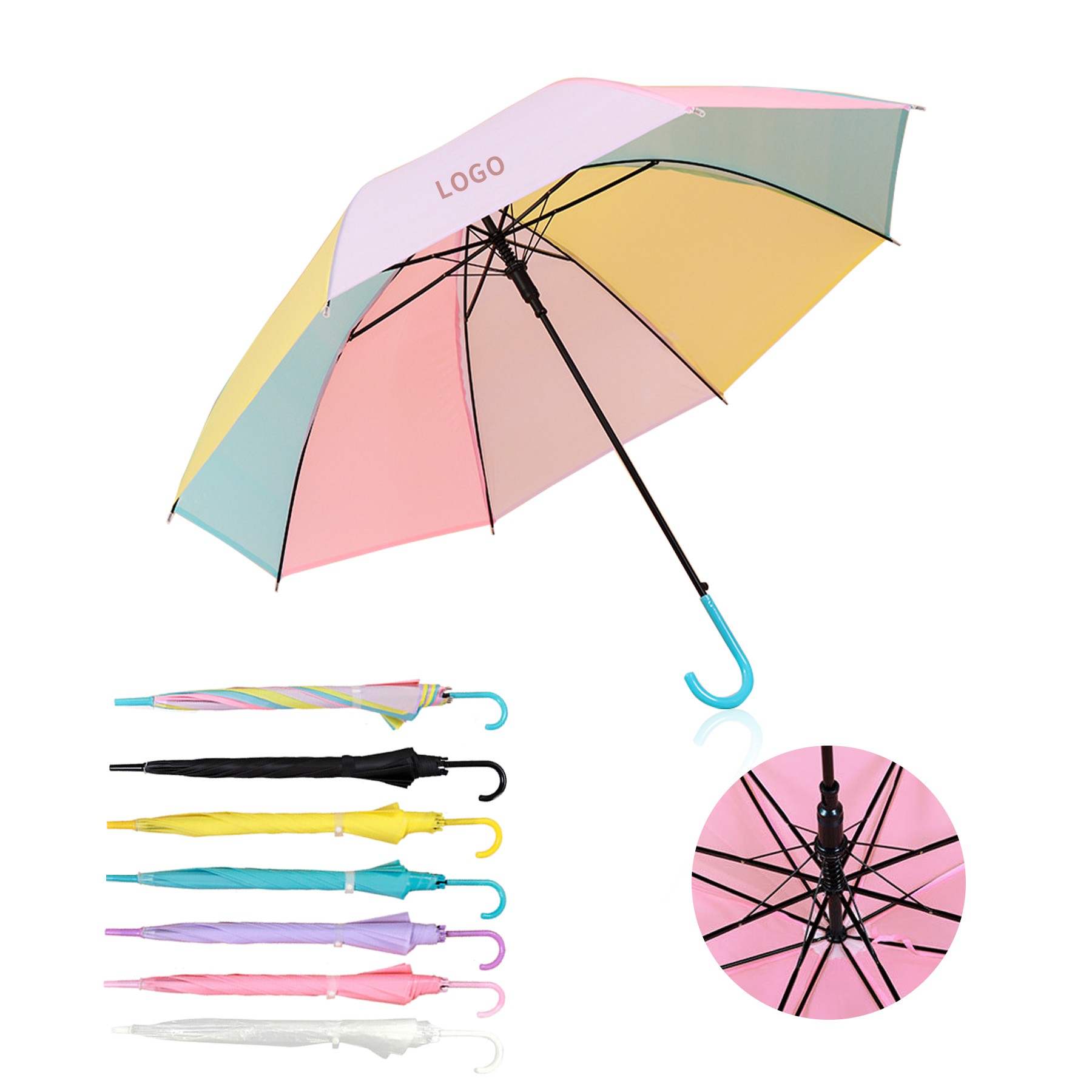 8 Bone Transparent Long-Handled Umbrella