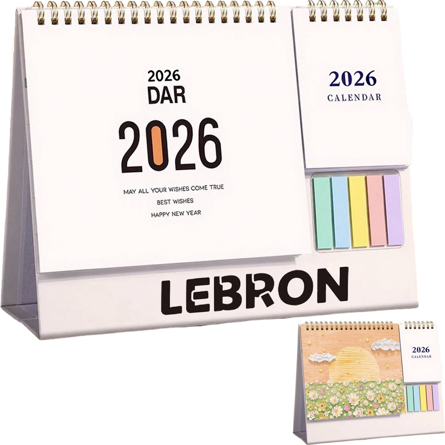2026 Standing Page Flip Desk Calendar w/Sticky Notes