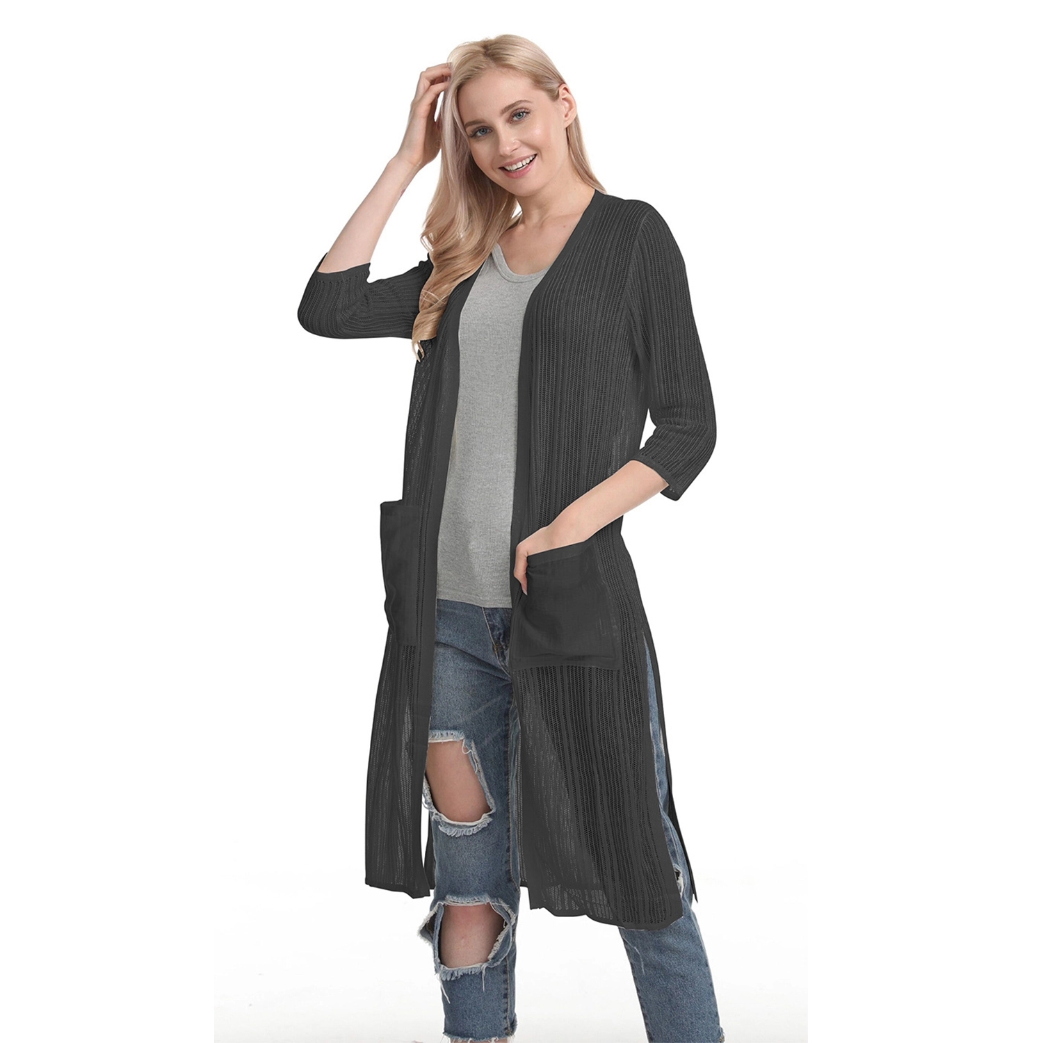 Women Mesh Casual Knit Cardigan 4