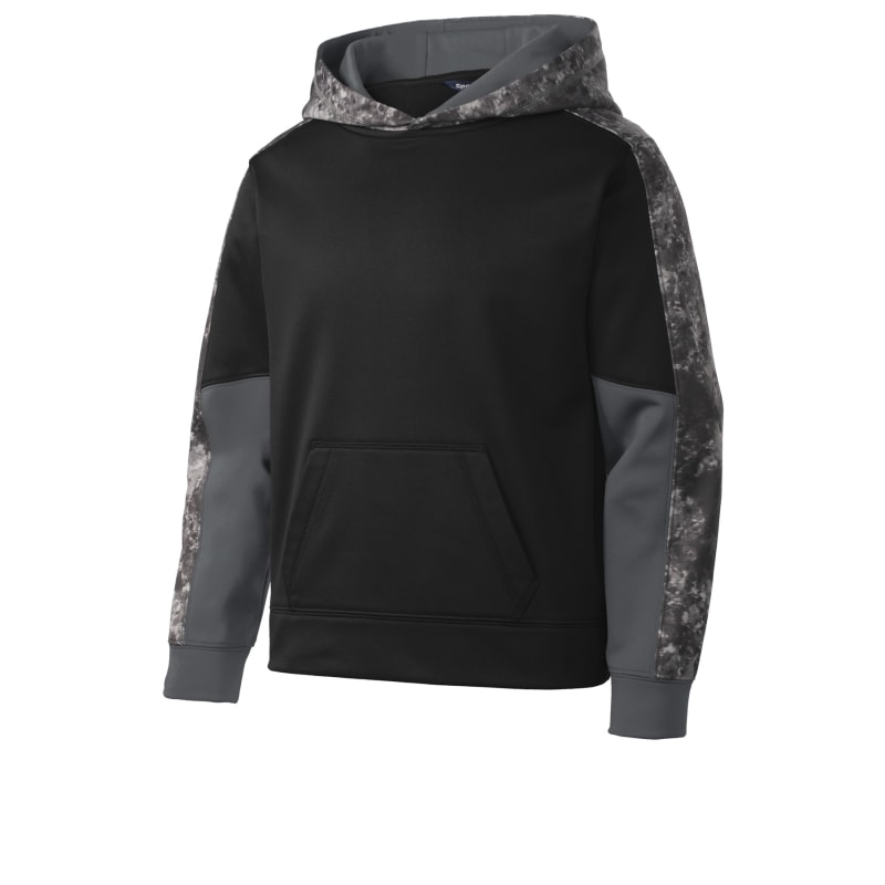 Sport-Tek Youth Sport-Wick Mineral Freeze Fleece Colorblock Hooded Pullover. 3