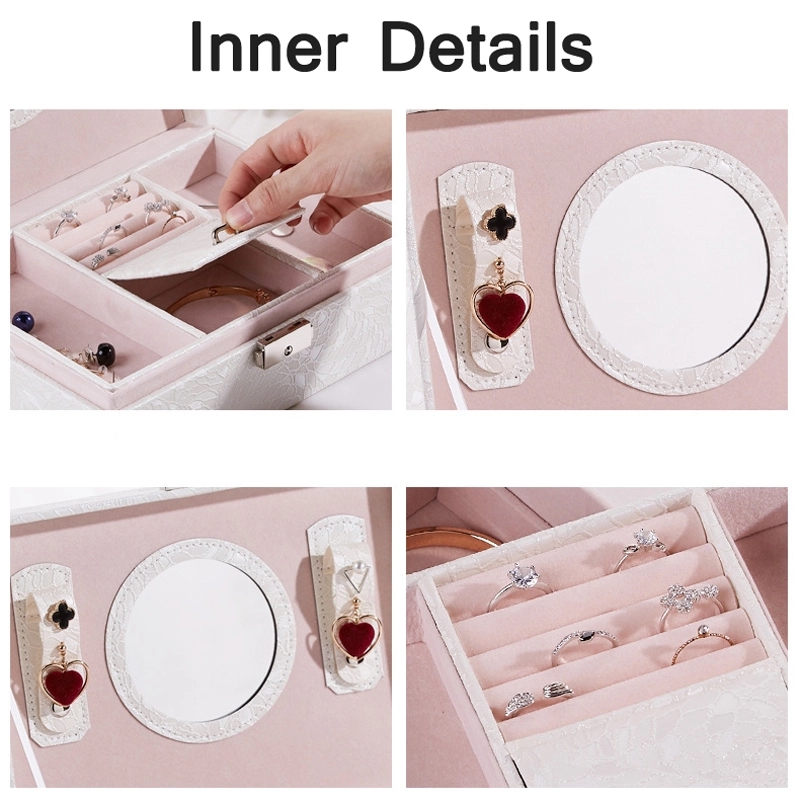 Custom Multi-Layer Jewelry Organizer Box with Mirror & Lock 9