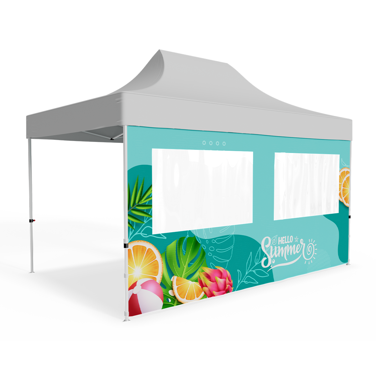 15ft Full Rear Tent Wall Only w/Double Window - 2 Side Imprint 3
