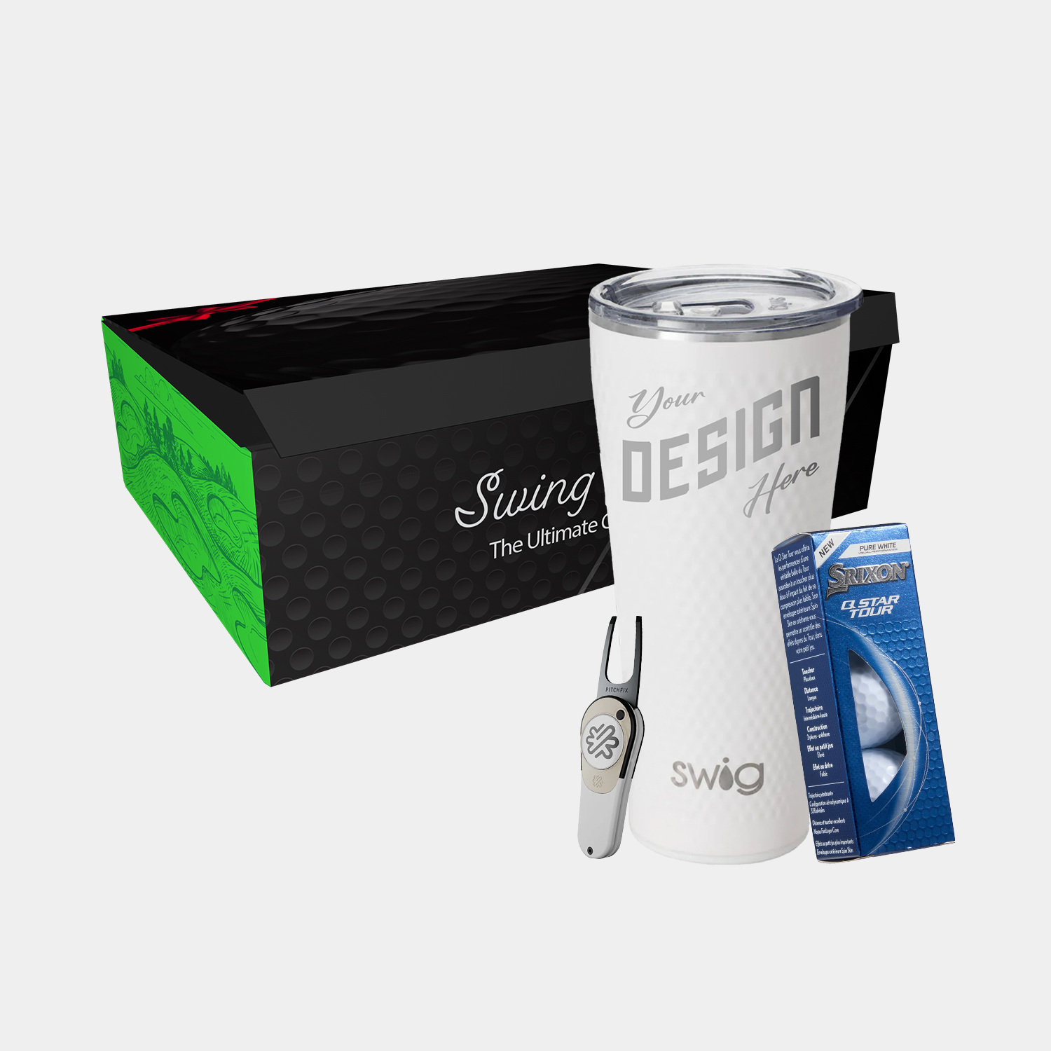 32 oz SWIG® Golf SS Tumbler, Srixon® Golf Balls & Pitchfix® Icon Divot Tool Gift Set 4