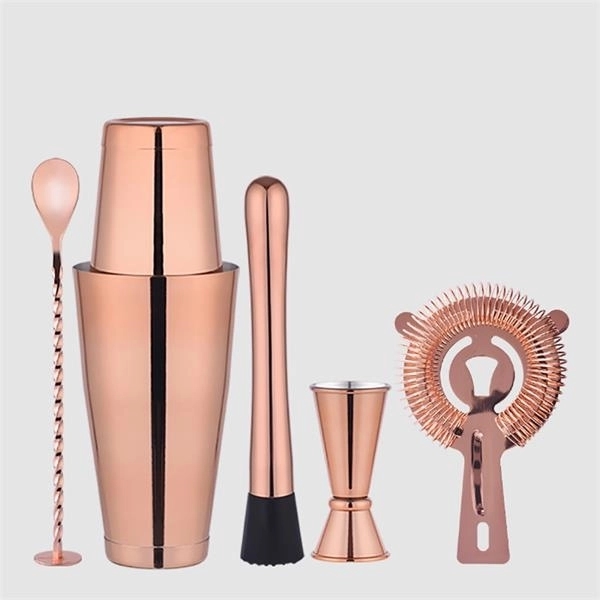 5 Pieces Stainless Steel Cocktail Shaker 3
