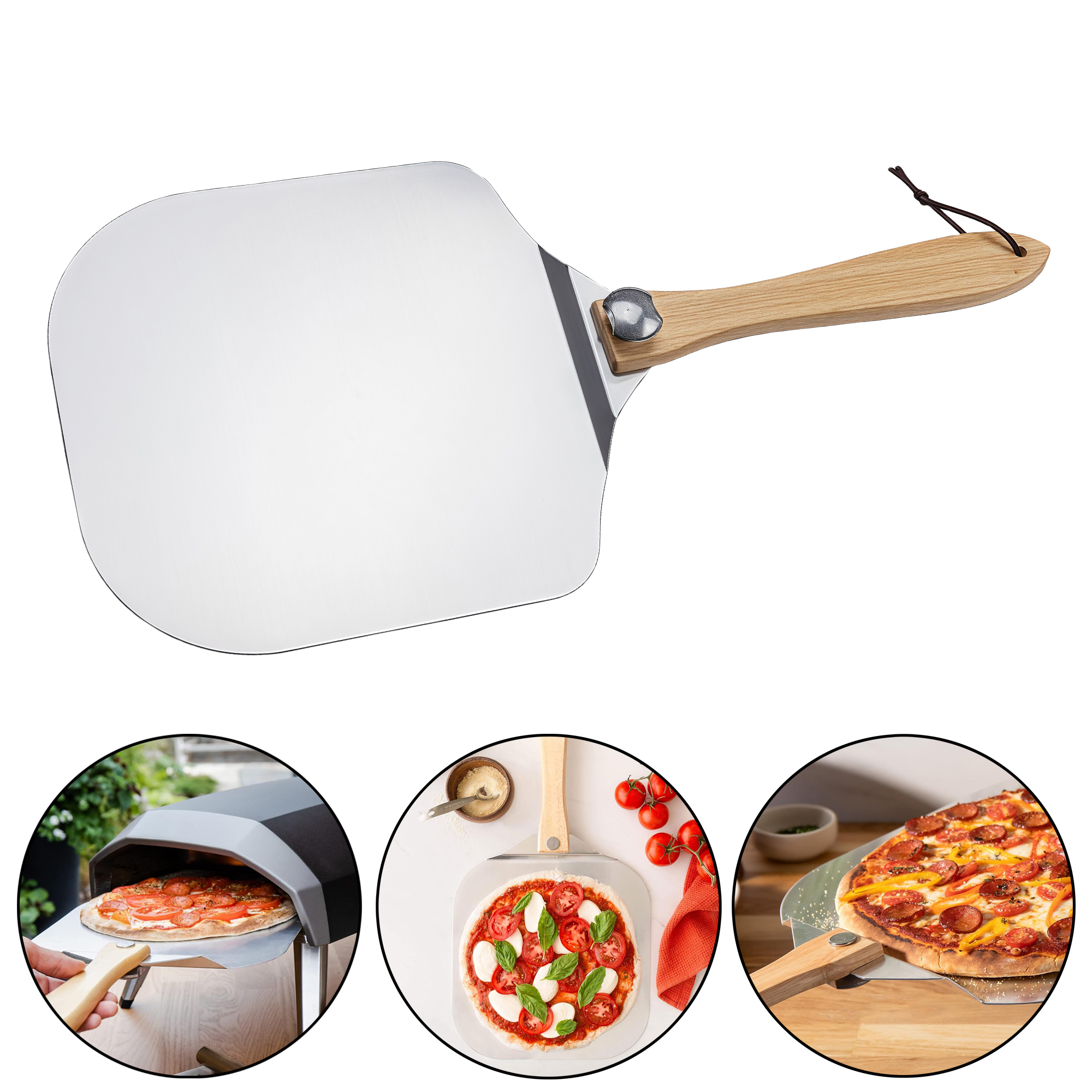 Aluminum Pizza Peel with Foldable Wooden Handle 3