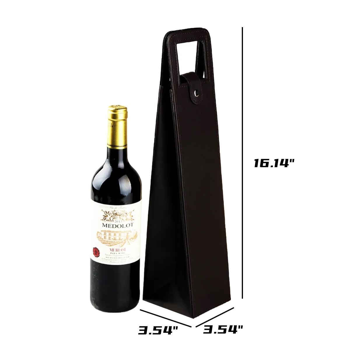 Single Bottle Premium Leather Reusable Wine Bag with Handle 3