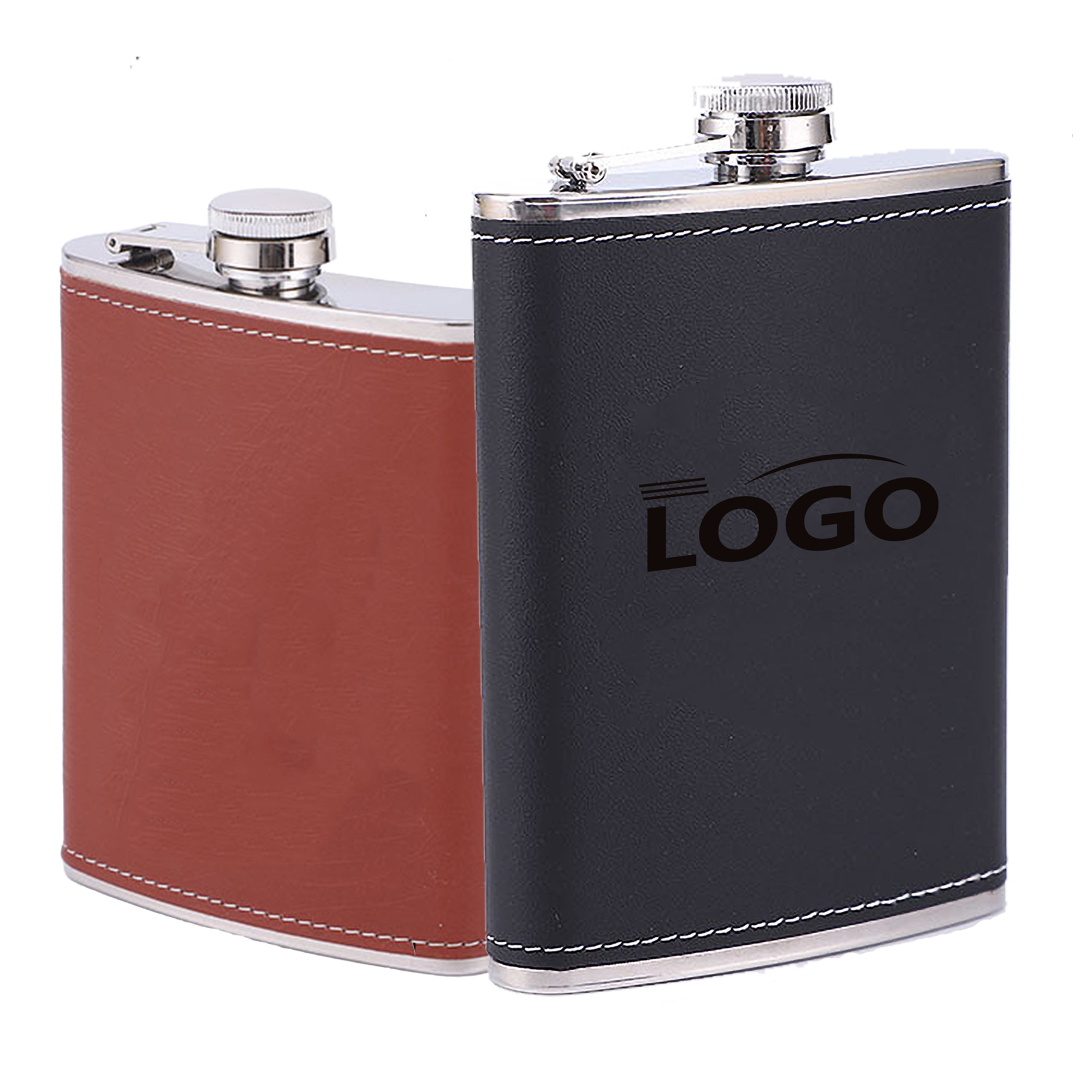 Steel Stainless Hip Flask with Eco Faux Leather Wrap Whiskey 3
