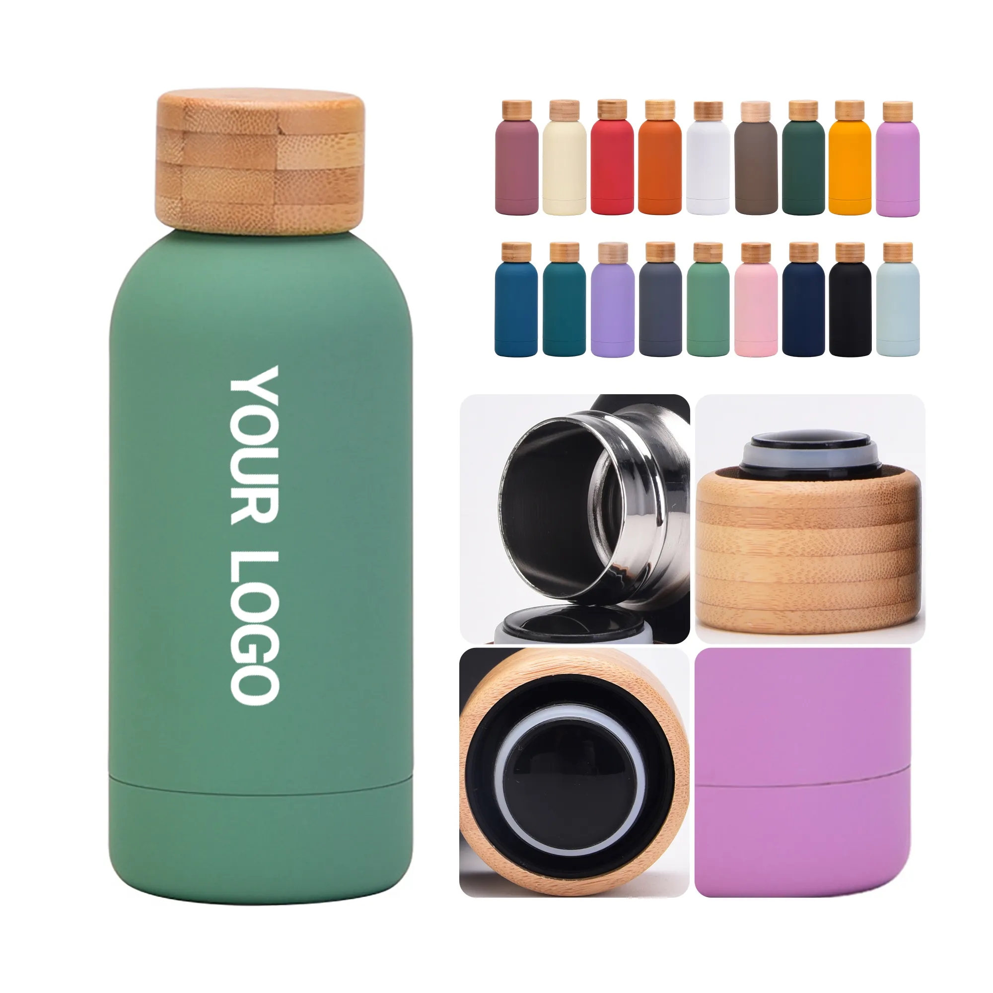MOQ 50 12oz Stainless Steel Tumbler with Bamboo Lid 29