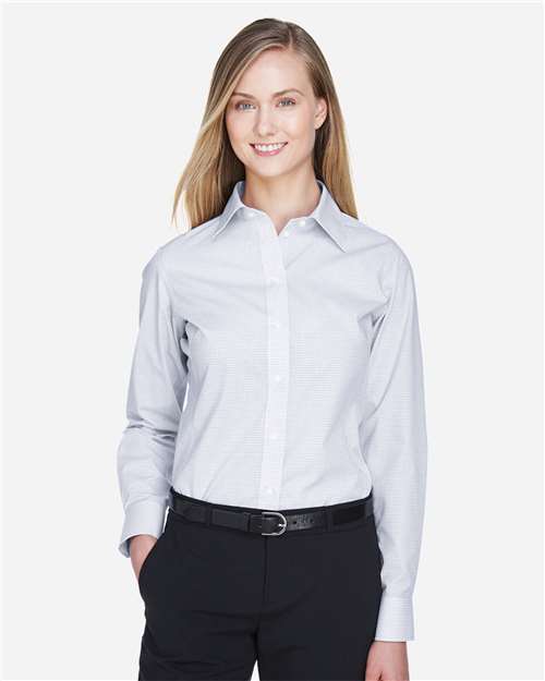Women's Crown Collection® Micro Tattersall Woven Dress Shirt - DG510W 18
