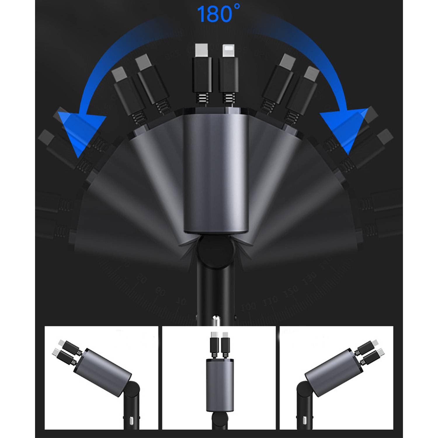 Retractable Car USB Charger 4
