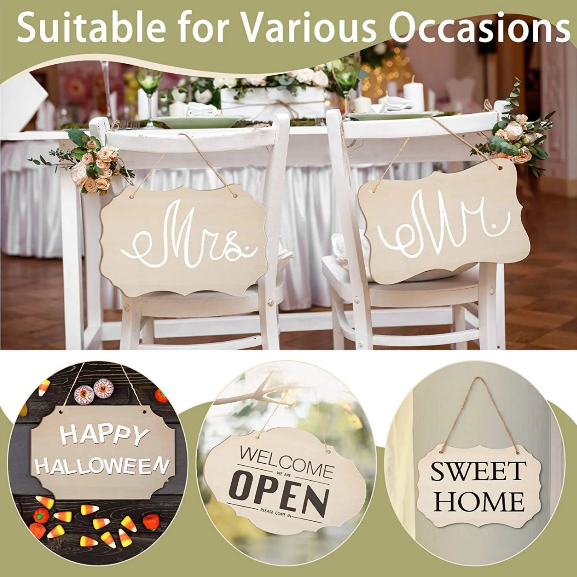 Wooden Hanging Door Sign DIY Painting Plaque Decoration 5