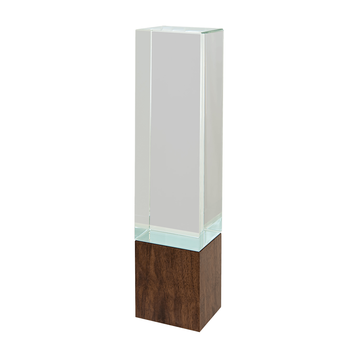 9 3/4" Rectangle Sierra Glass Award with Walnut Base 1