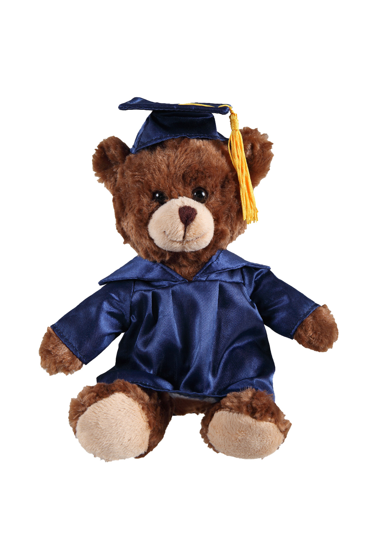 soft plush  Chocolate Curly Sitting Bear with graduation cap &gown 4