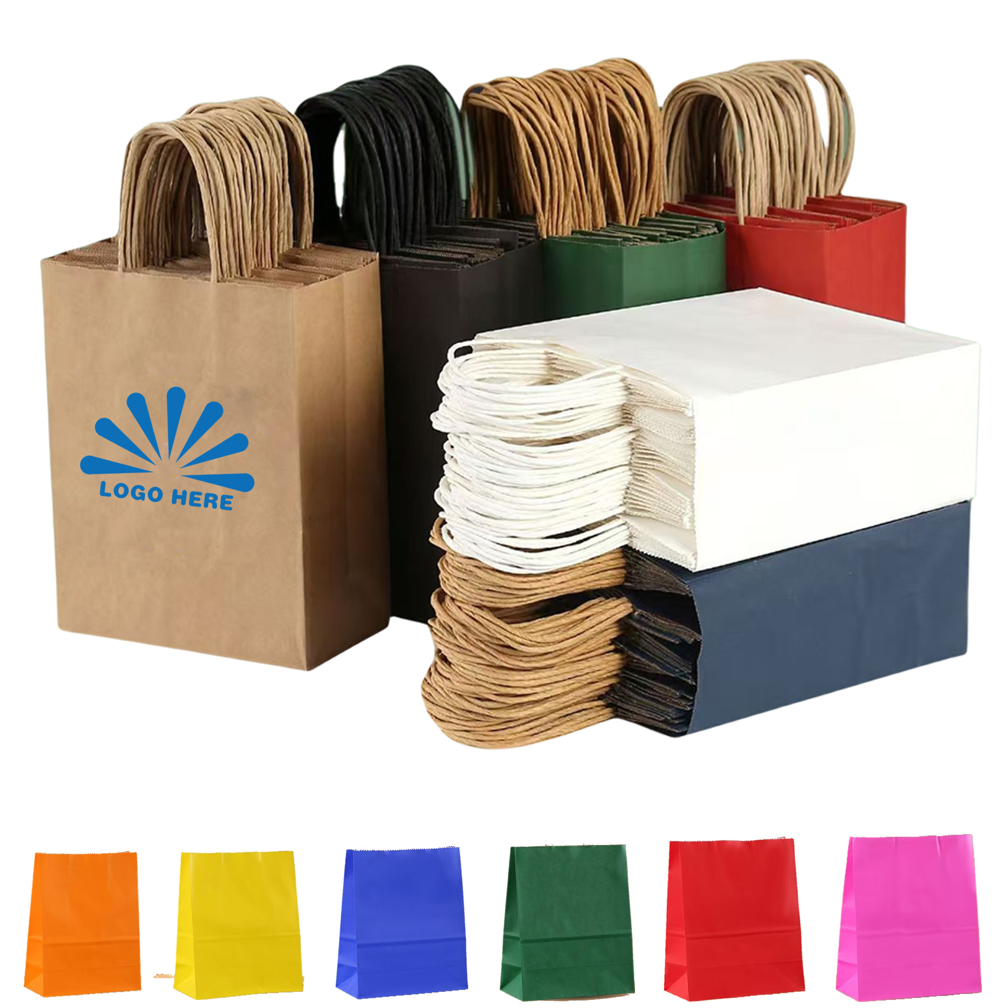 Coloured Kraft Gift Bags With Handles Multiple Uses 2