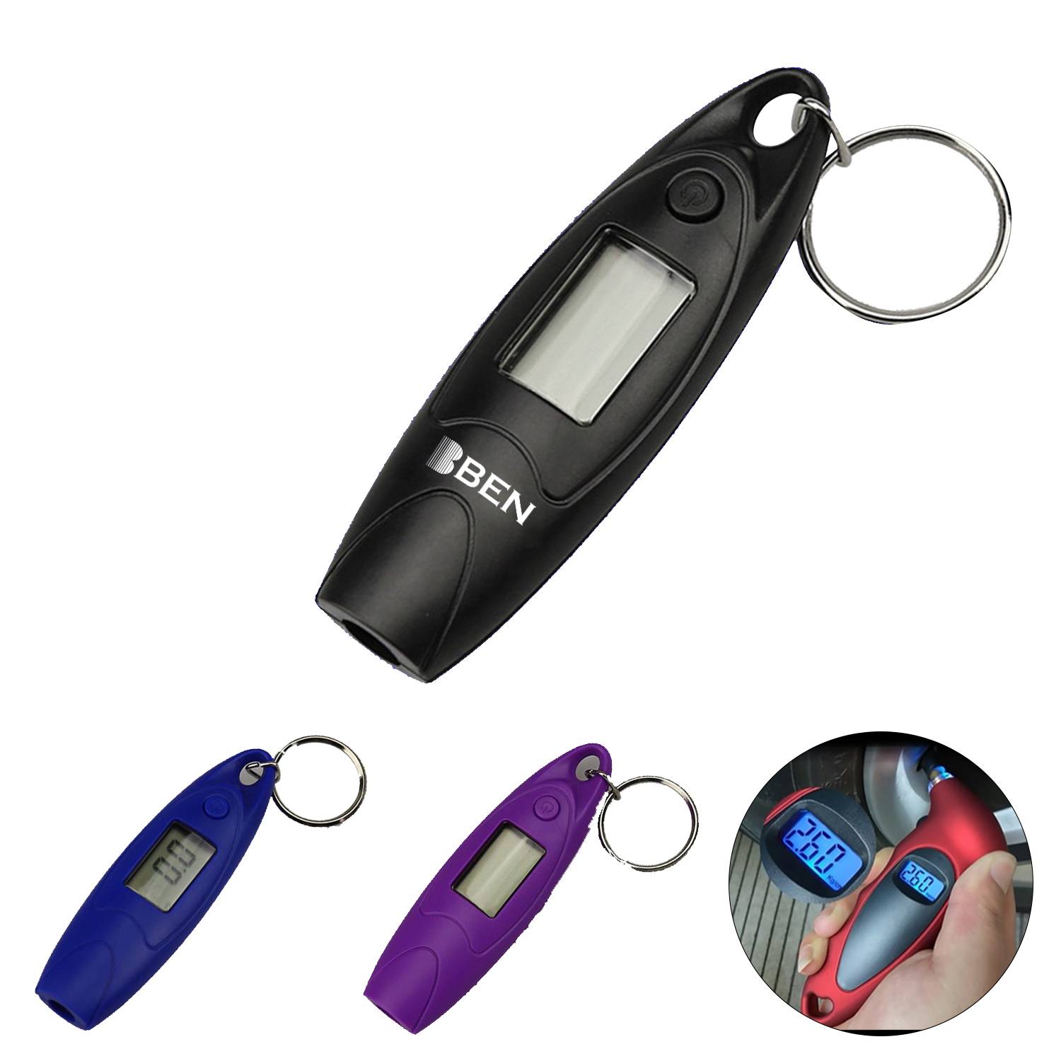 Mini High-Precision Digital Tire Pressure Gauge Keychain