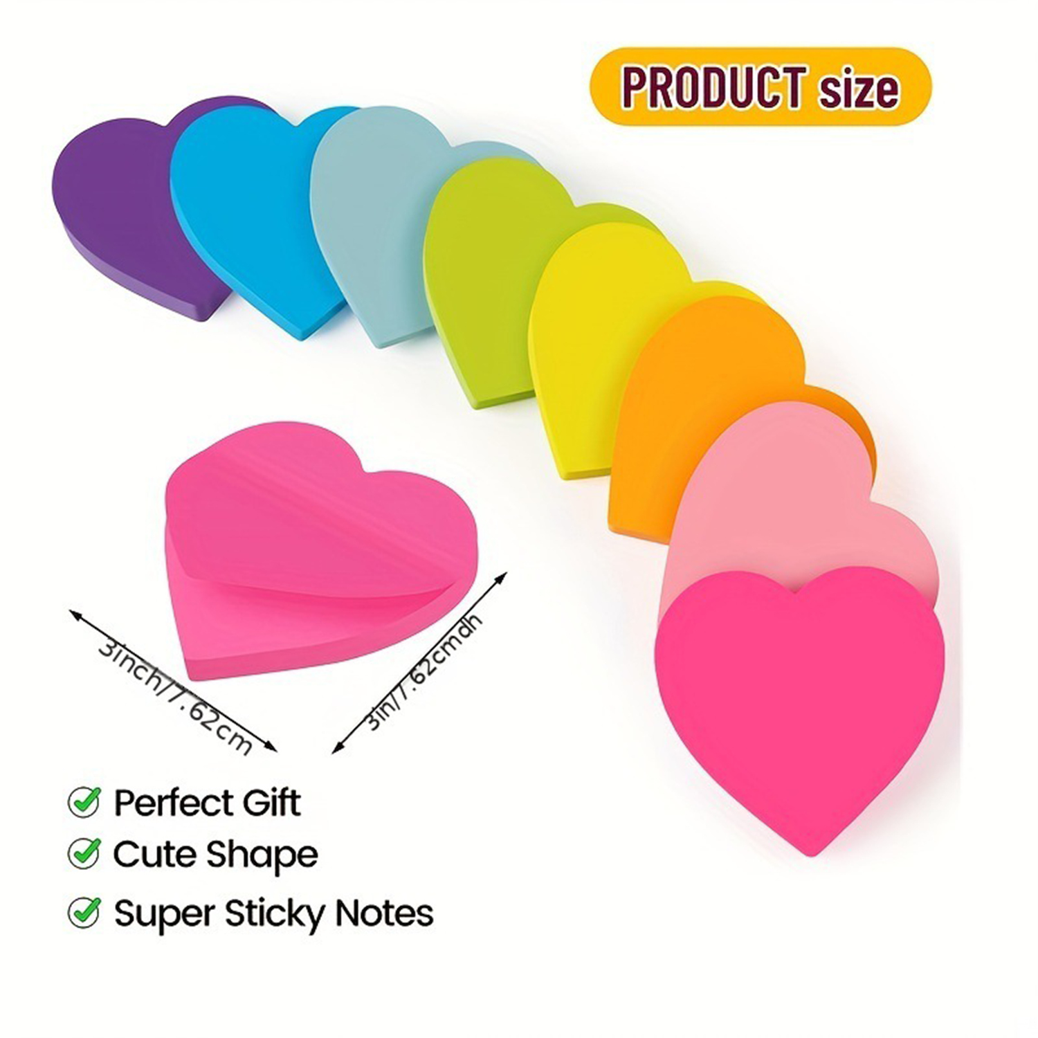 8 PCS Heart Shaped Sticky Notes Set 3