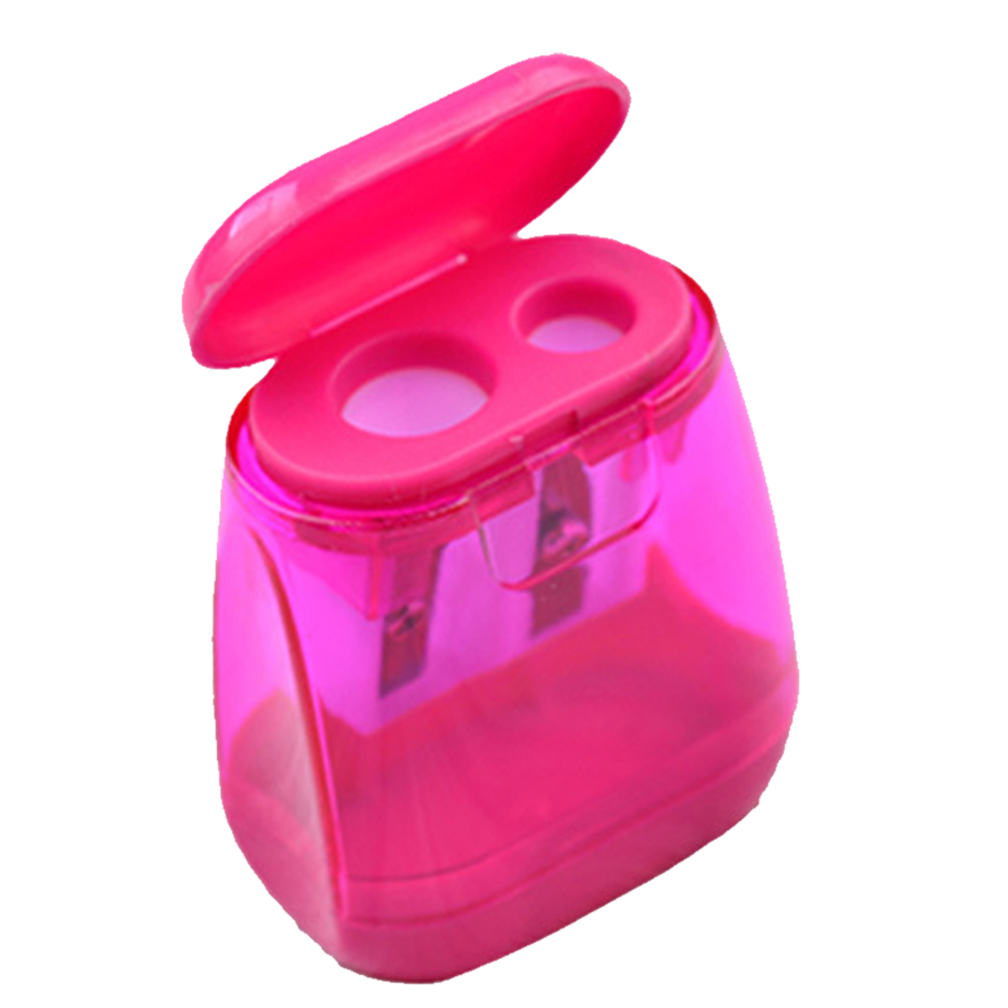 Double Hole Plastic Pencil Sharpener With Cover 3