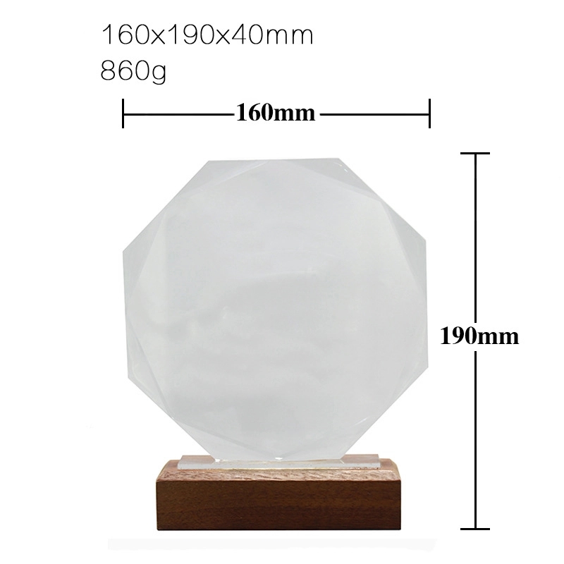 Crystal Octagon Award on Wooden Base 2