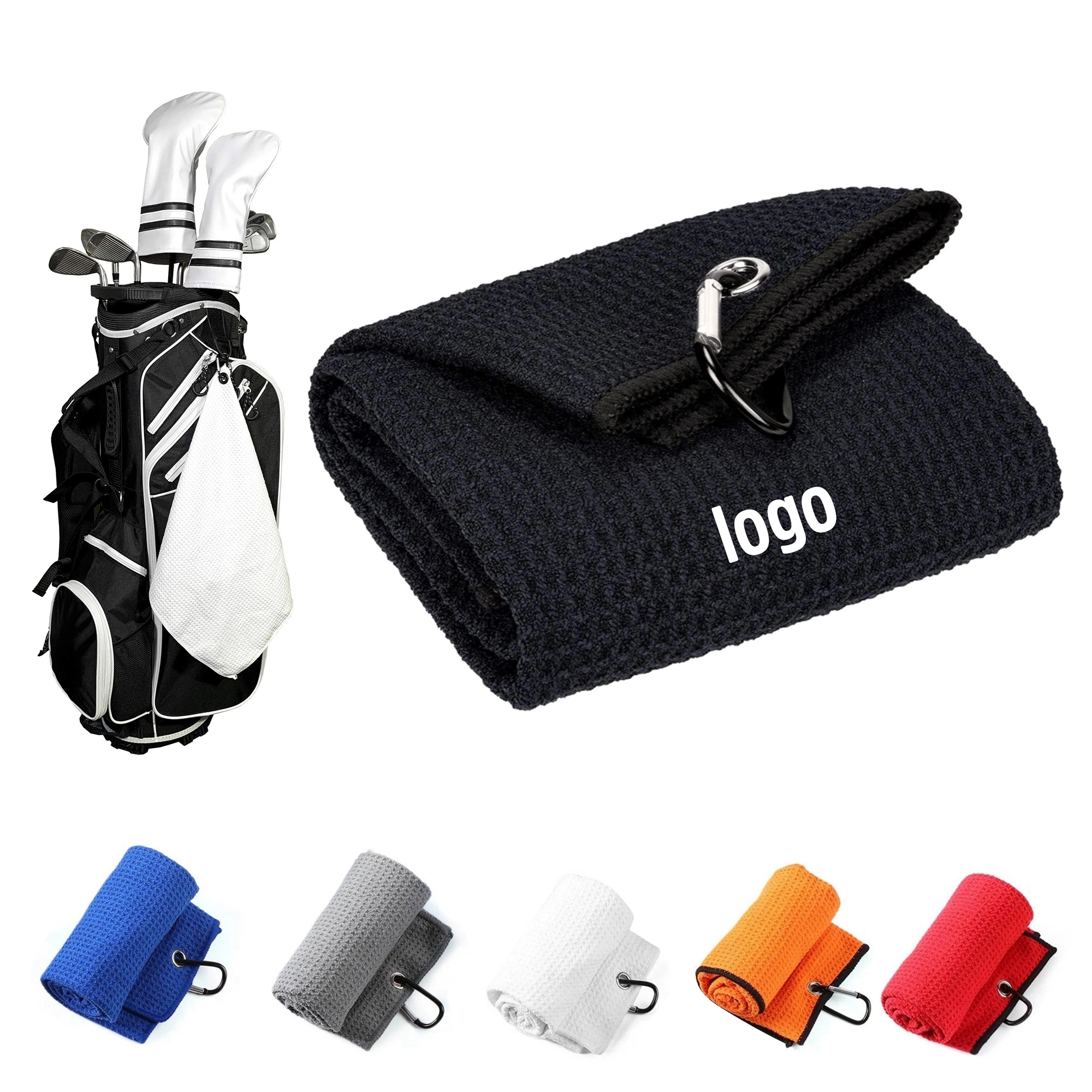 16"x24" Microfiber Waffle Golf Towel With Clip 4