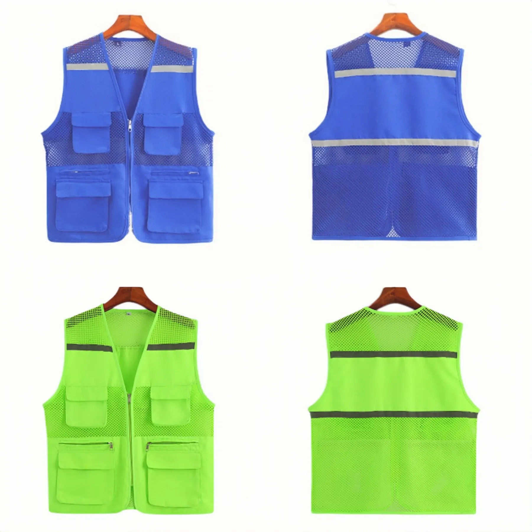 Reflective Safety Vest with Pockets and Zipper 13
