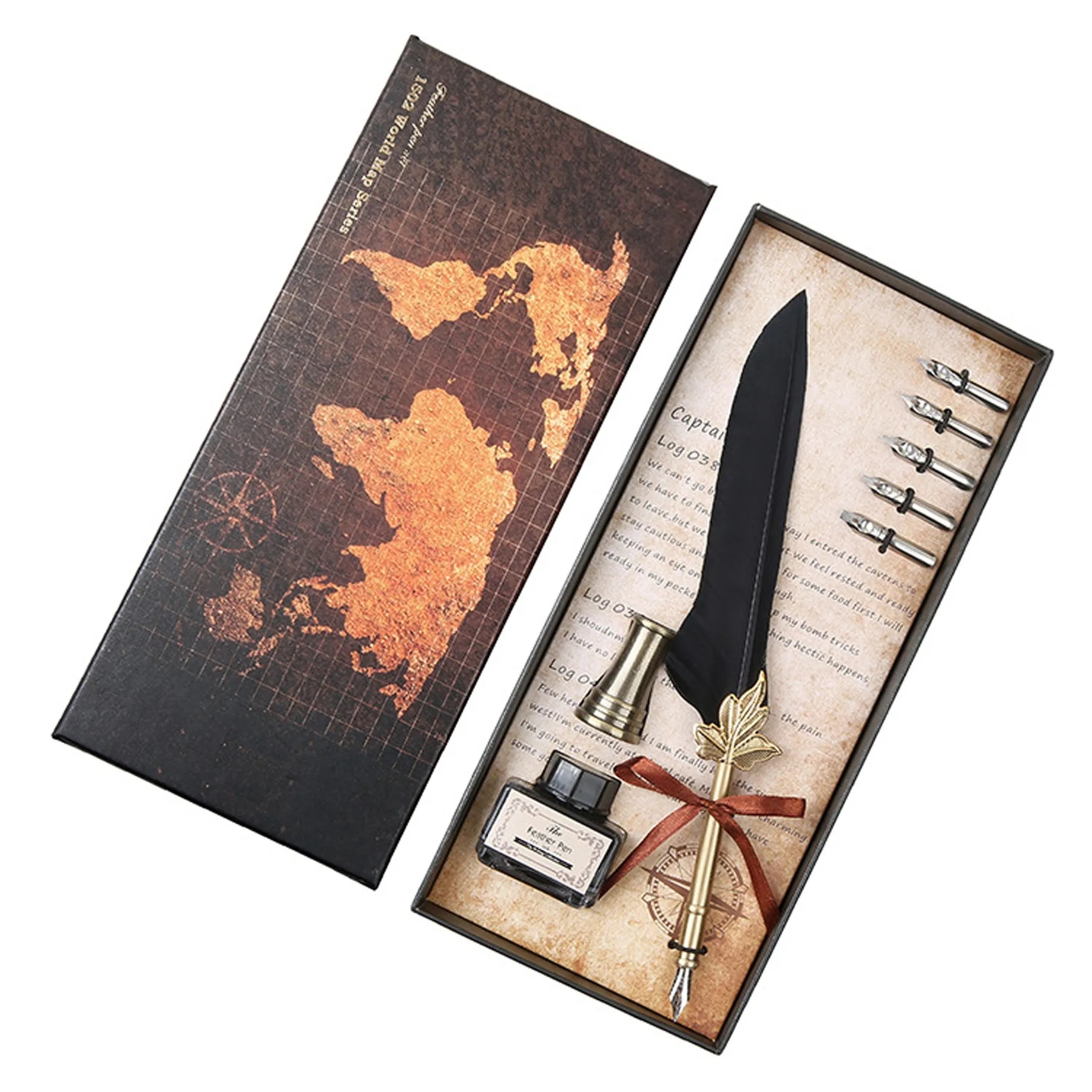 Vintage Luxury Fountain Pen with Feather 17