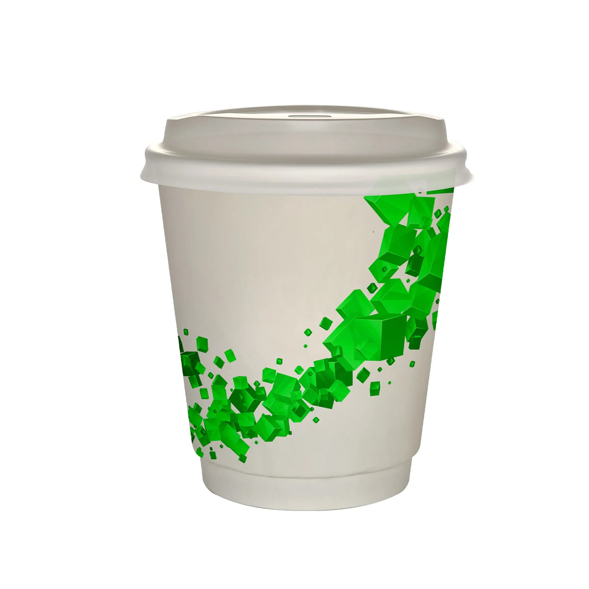 10 oz Full Color Floating Cubes Insulated Paper Cup With Lid 14