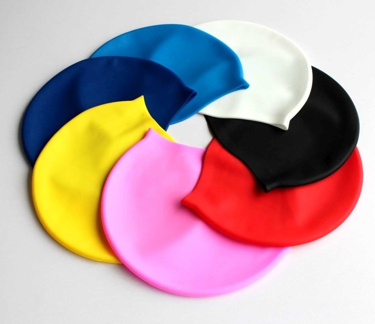 Multi-Color Latex/Silicone Swim-Swimming Head Caps For Adults 2