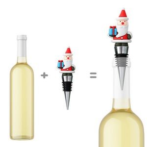 Festive Santa Claus PVC Wine Cork Bottle Stopper 3