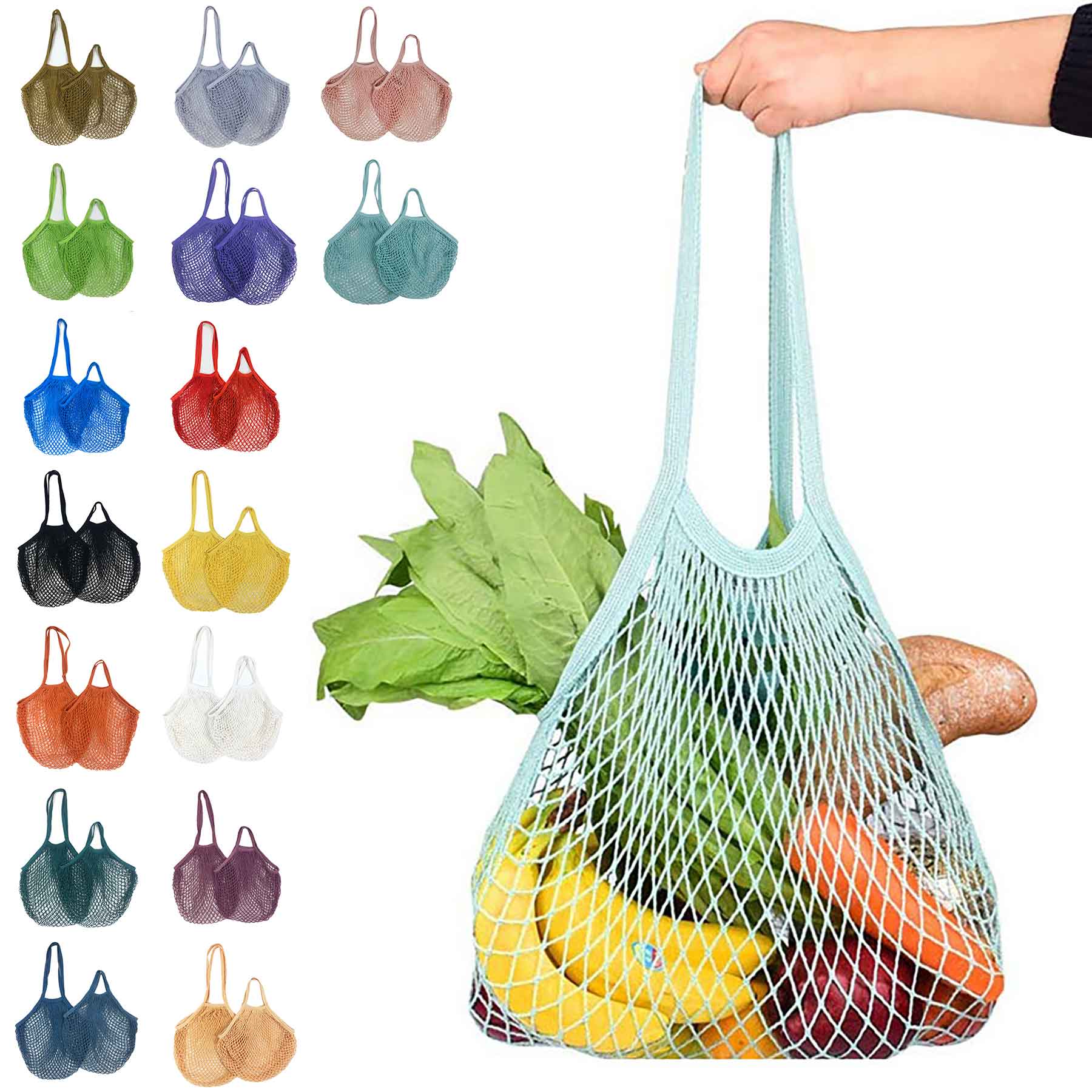 Long Handle Net Tote Bag, custom tote bag with logo imprint 2