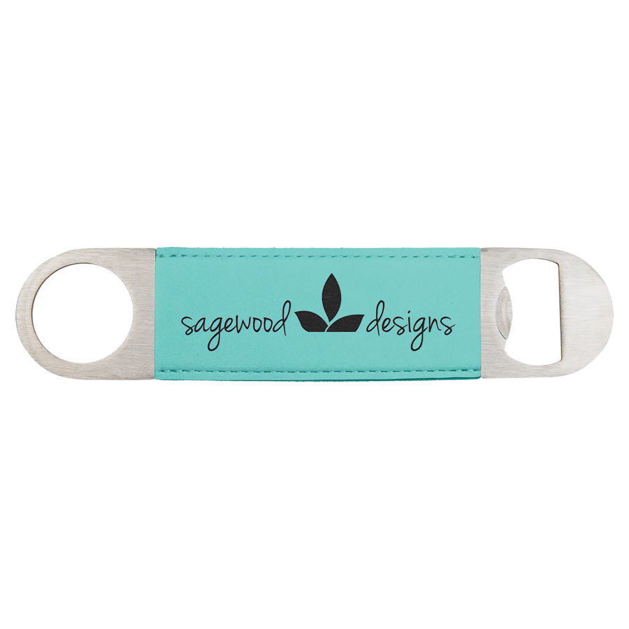 1 1/2" x 7" Teal Leatherette Bottle Opener 1