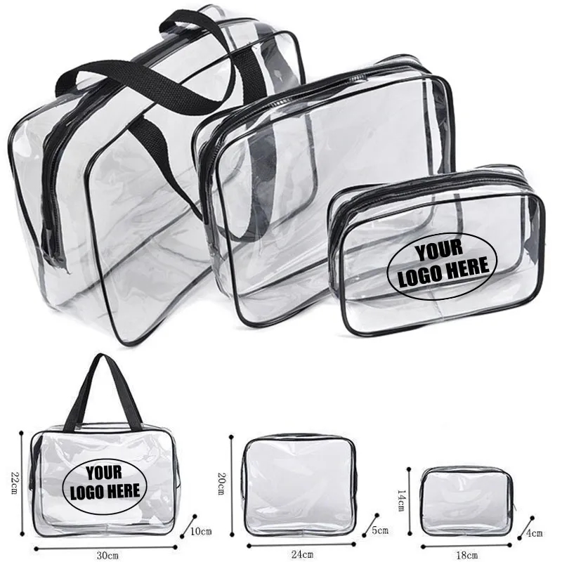3 Piece Clear PVC Cosmetic Toiletry Bag Set 5