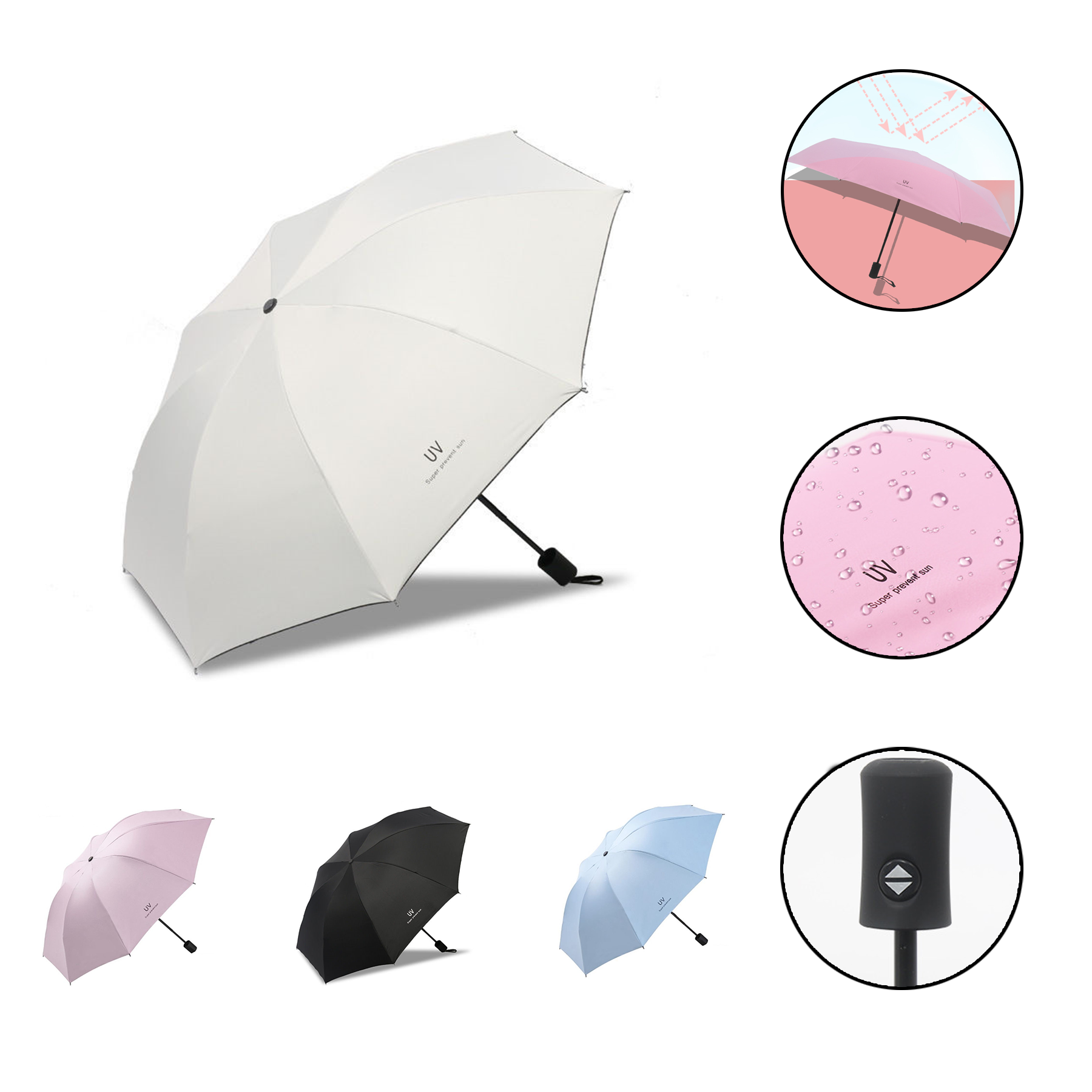 UV Sun Rain Umbrella Compact Folding Auto-Open 2